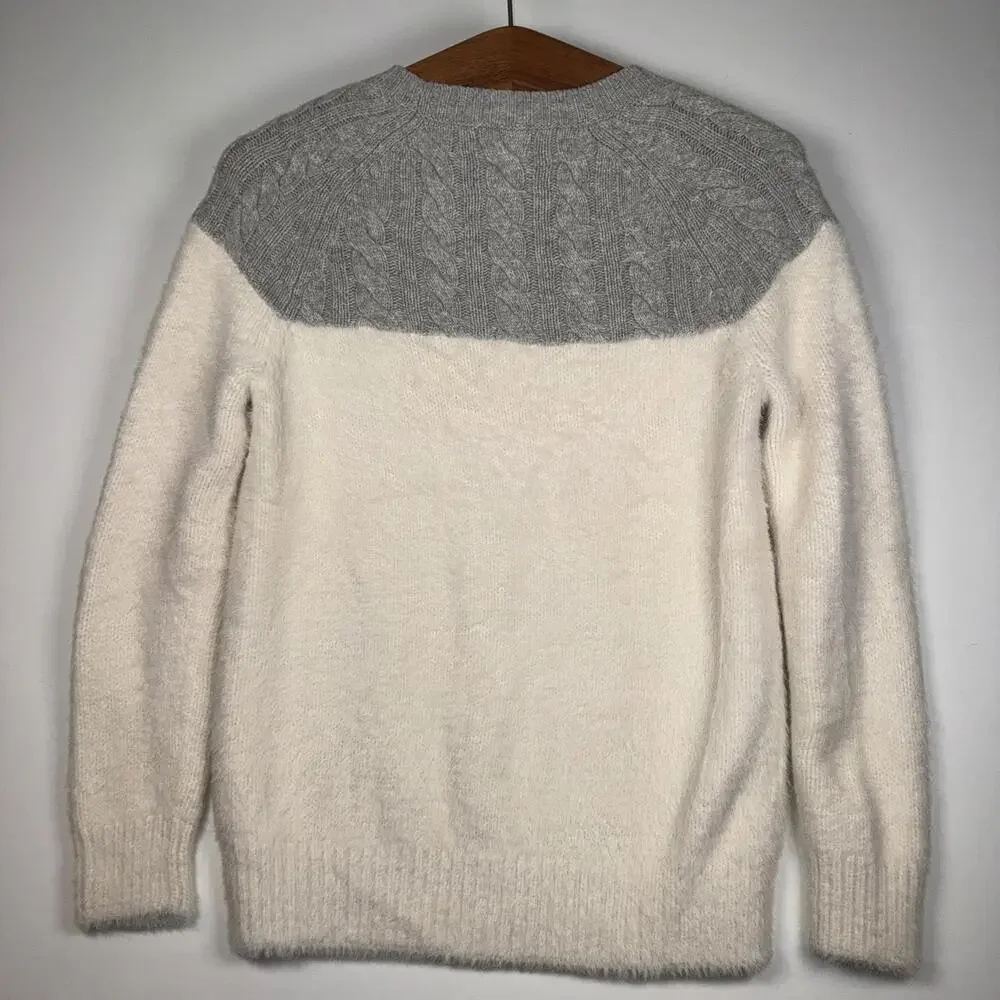 J. Crew Cable Fuzzy Merino Wool Crewneck Sweater - - Picture 6 of 7